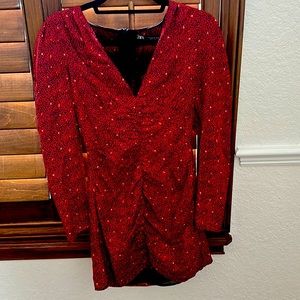 Zara red long sleeve mini dress size small